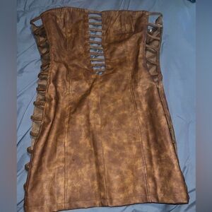 Faux leather dress with side cutouts, Bodycon